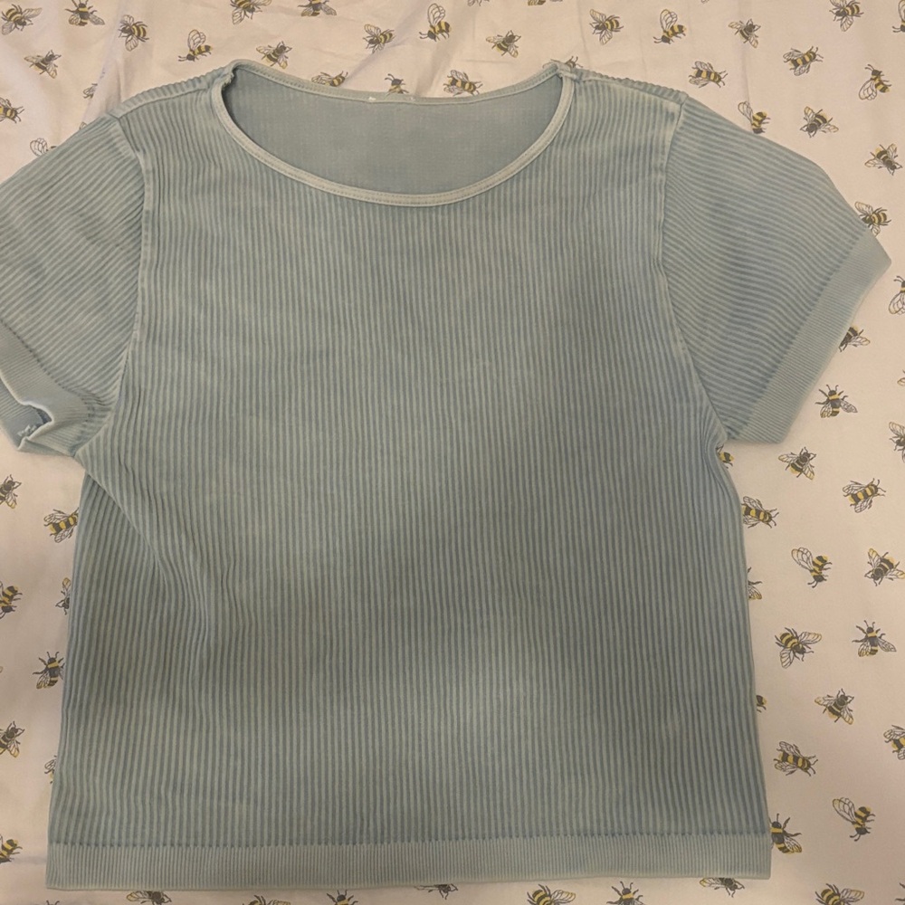 Basics Women's Ribbed Blue Top